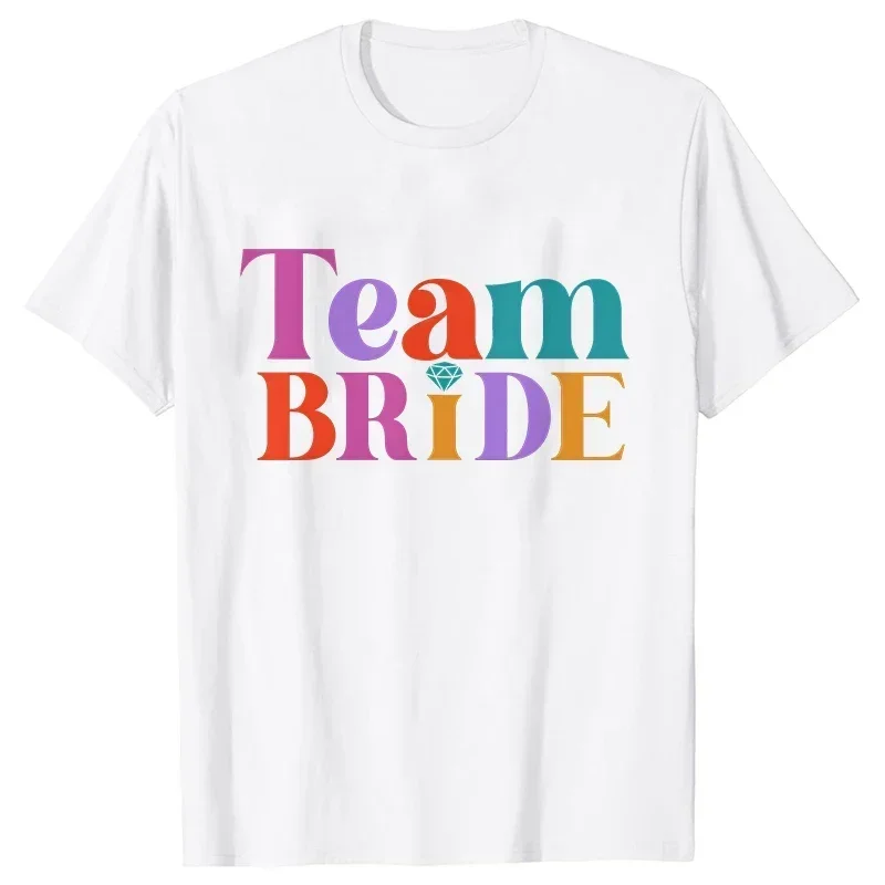 Colourful Bride and Team Ring Finger T-shirt Funny Bridal Wedding  Tees Girls Single Farewell EVJF Bachelorette Hen Party Tops