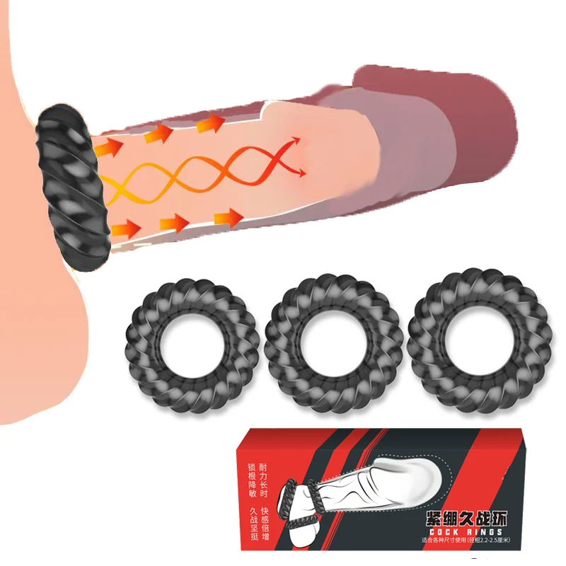 3pcs Penis Ring Cockring Male Sex Toy Cock Ring for Men Delay Ejaculation Rings Penis Extender Sex Time Erectile Adult Sex Toys