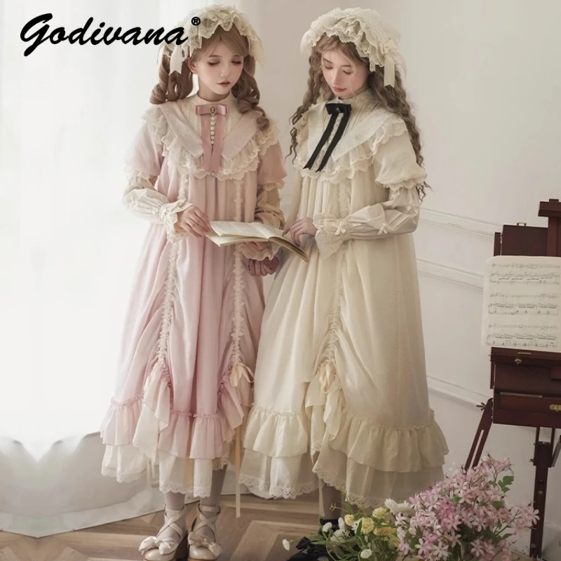 فستان الأميرة الأنيق للسيدات على طراز المحكمة الفرنسية للربيع والخريف الجديد للفتيات بأكمام طويلة فساتين لوليتا رومانسية حلوة #2