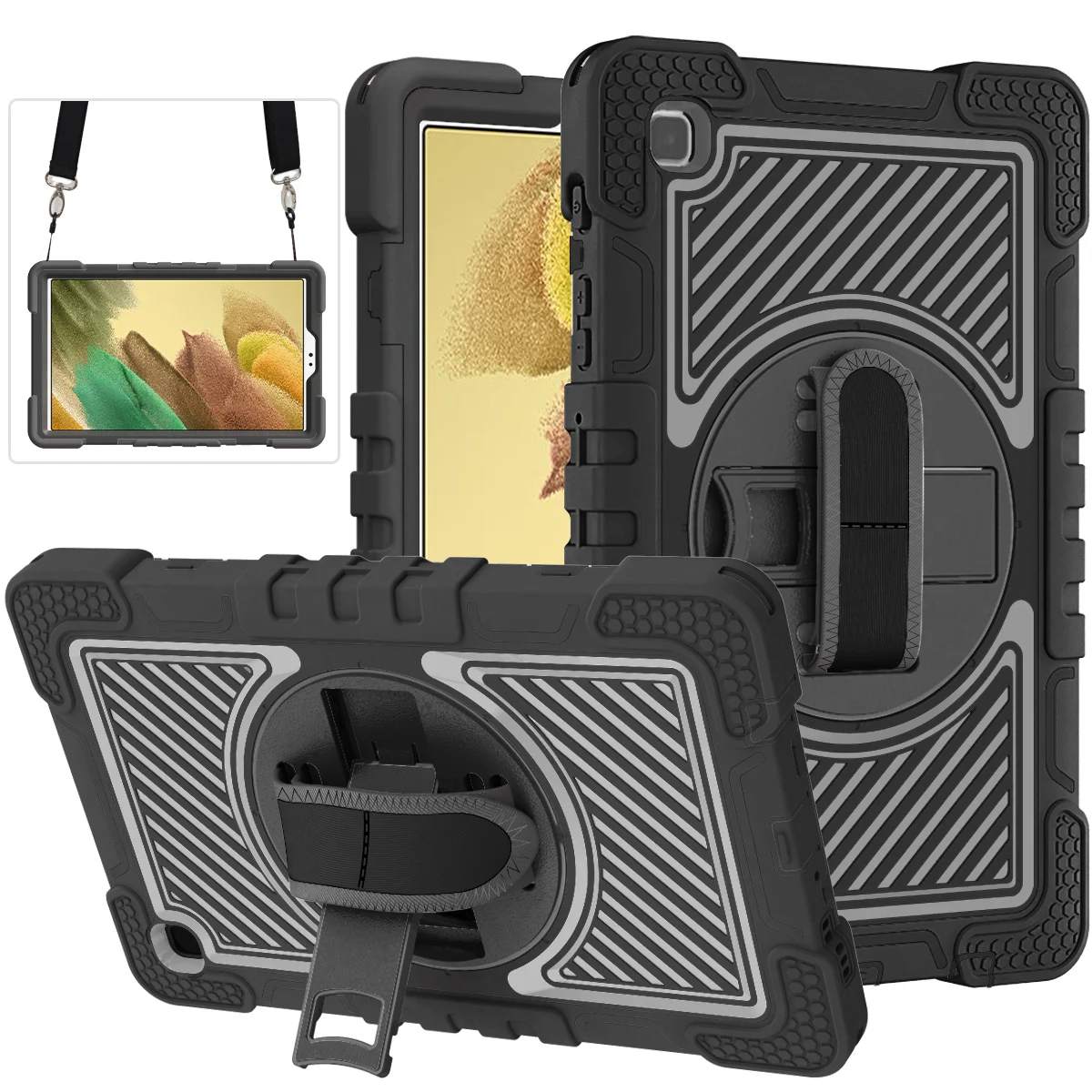 

Чехол для Galaxy Tab A9 SM-X110 X115 X117 A7 Lite8.7 SM-T220 T225 A 8,4 T307U A 8,0 T290 T295 Вращающийся чехол-подставка с плечевым ремнем