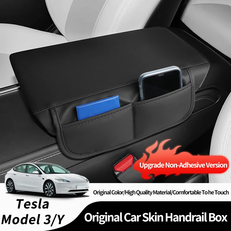 

For Tesla Model 3 / Y Car Armrest Box Pad Leather Cushion With Storage Function Elbow Height Support Interior Tuning Accessories