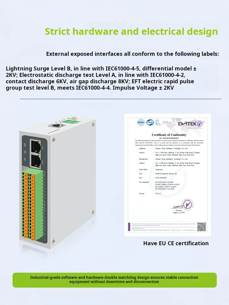 HIWOOYA WTU-PNIO01P: Profinet Remote I/O Module with Analog/Digital/Temperature/Relay