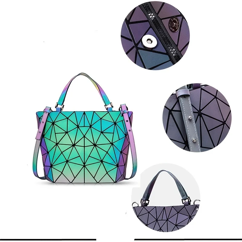 Large Capacity tote bag Diamond Luminous Shoulder Bag Fashion Dazzling Bucket bag Women\'s fold Deformation Office briefcase