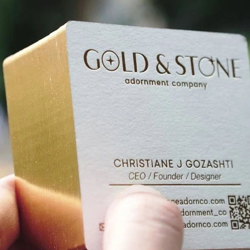 Customisable Colored Holographic Rainbow Gold Edge Business Card with Foil Logo Visiting Card in Cardboard Material - Image 3