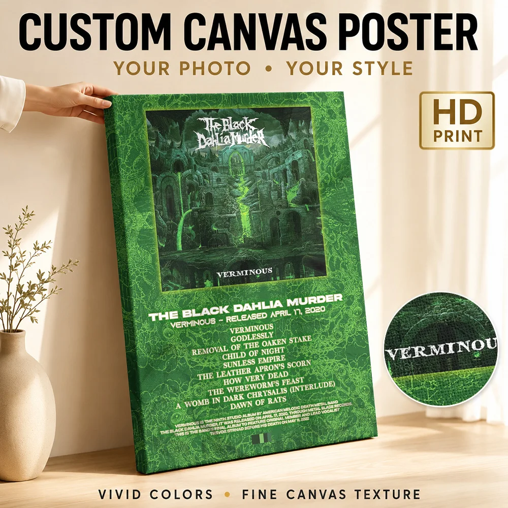 The Black Dahlia Murder Verminous Album Canvas Poster Custom Photo Retro Music Canvas Wall Art for Bedroom Decor Ready to Hang