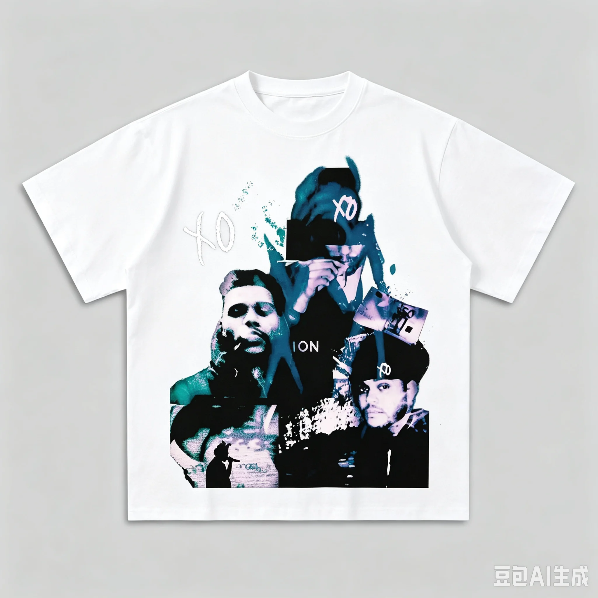 Men Vintage‑Dark‑Grunge‑Glitch‑Collage‑Style Graphic Tee Retro Distorted Abstract Art Aesthetic Short Sleeve Daily Casual Tops