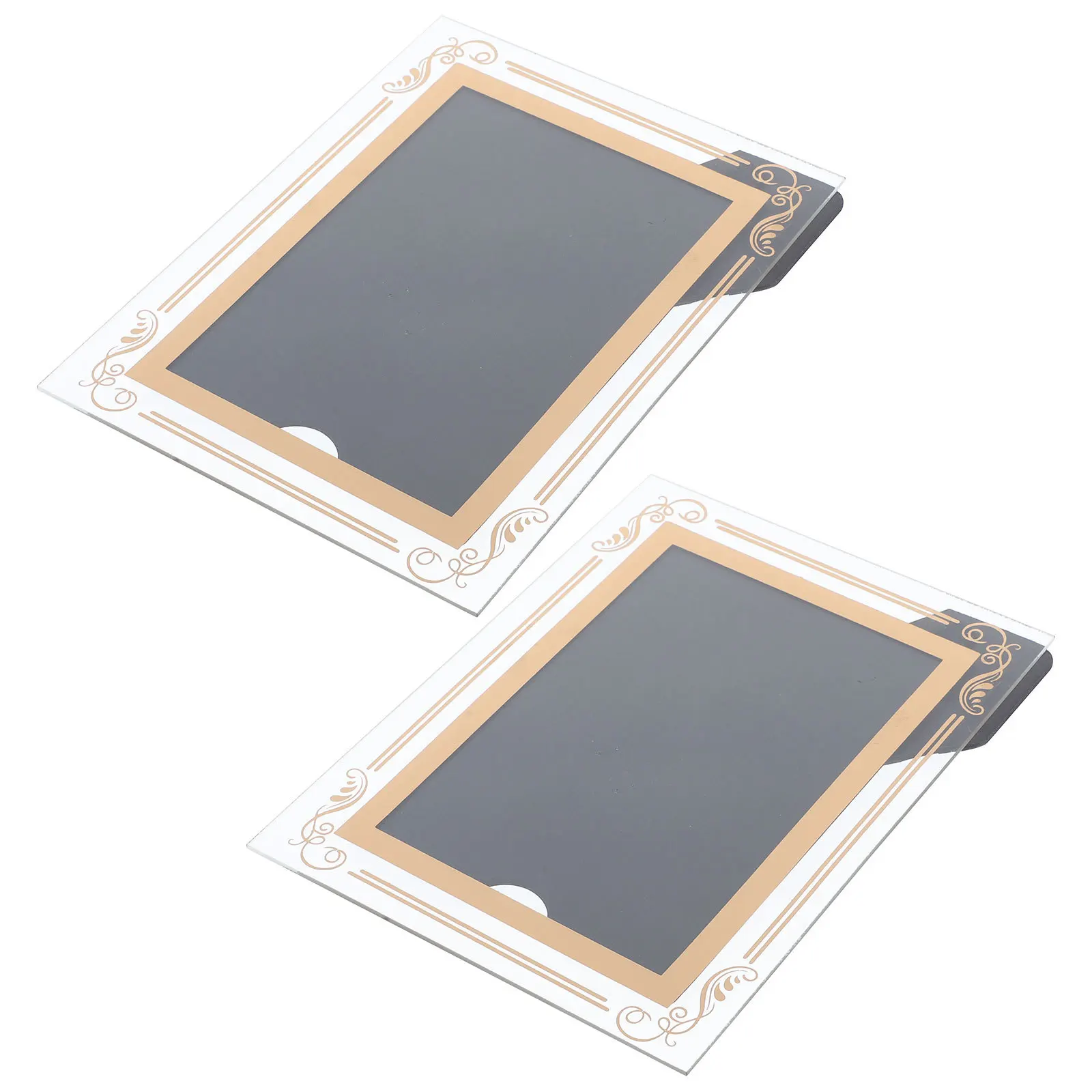 

2Pcs Crystal Glass Photo Frames 5x7 Exquisite Decorative Photo Holder Desktop Display Picture Frame Home Office Ornament