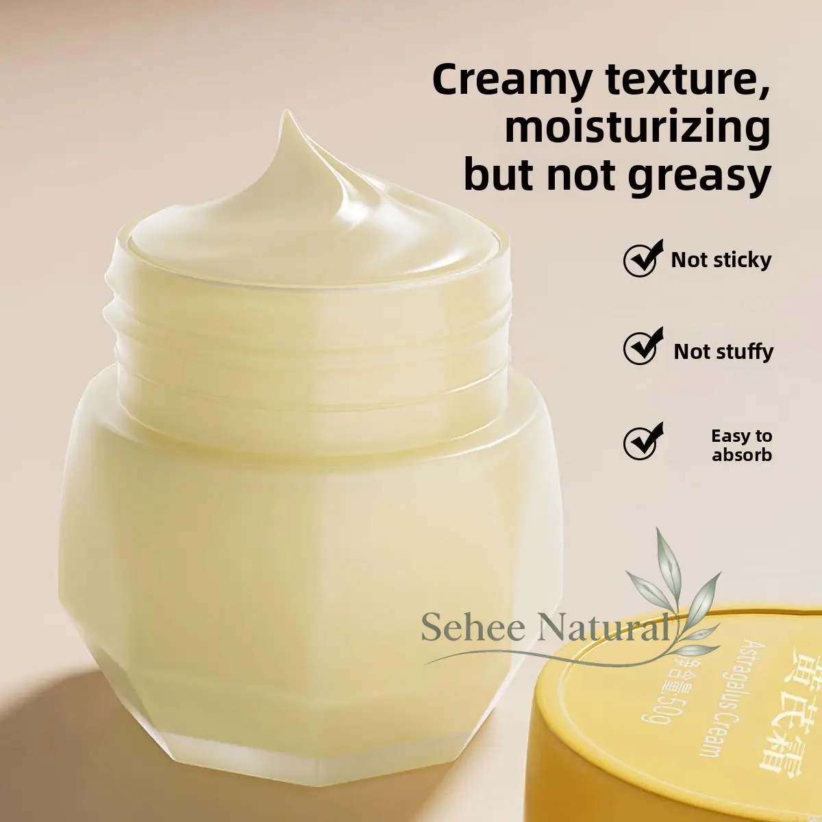 Astragalus Facial Moisturizer Natural Plant Extract Face Cream Deep Hydration Nourishing For Dry Rough Skin Daily Skin Care