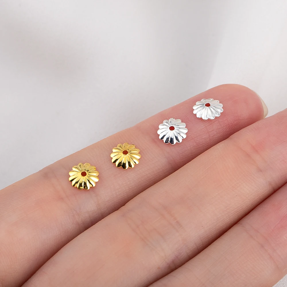 10/15/20/50/100pcs 18K Gold Plated Wave Flower Bead Caps Bracelet Necklace Crafts Round Bead Cap DIY Jewelry Making Accessories