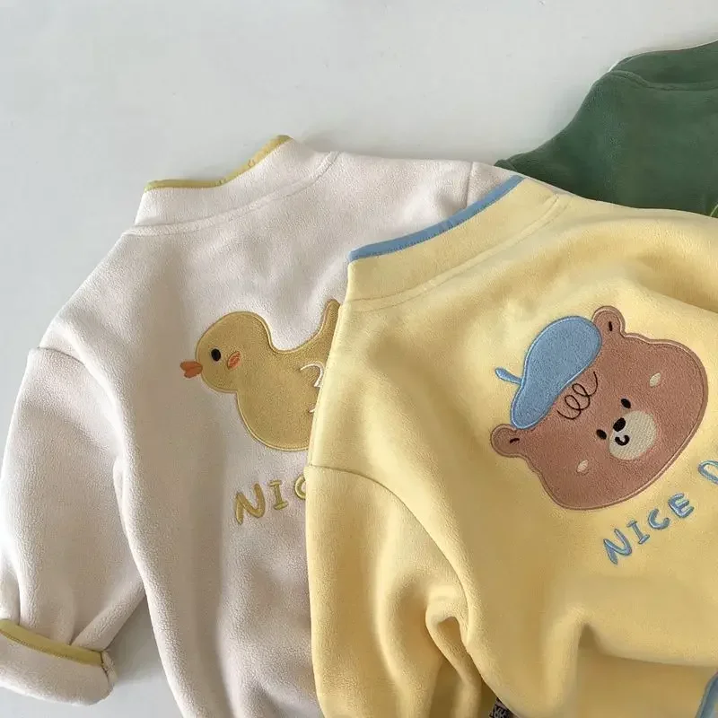 2026 Neue Kinder-Fleecejacke für Mädchen und Jungen, Herbstmode, lässige Oberteile, Cardigan, antistatische Oberbekleidung, Outdoor, 1-6 Jahre – Detail 7