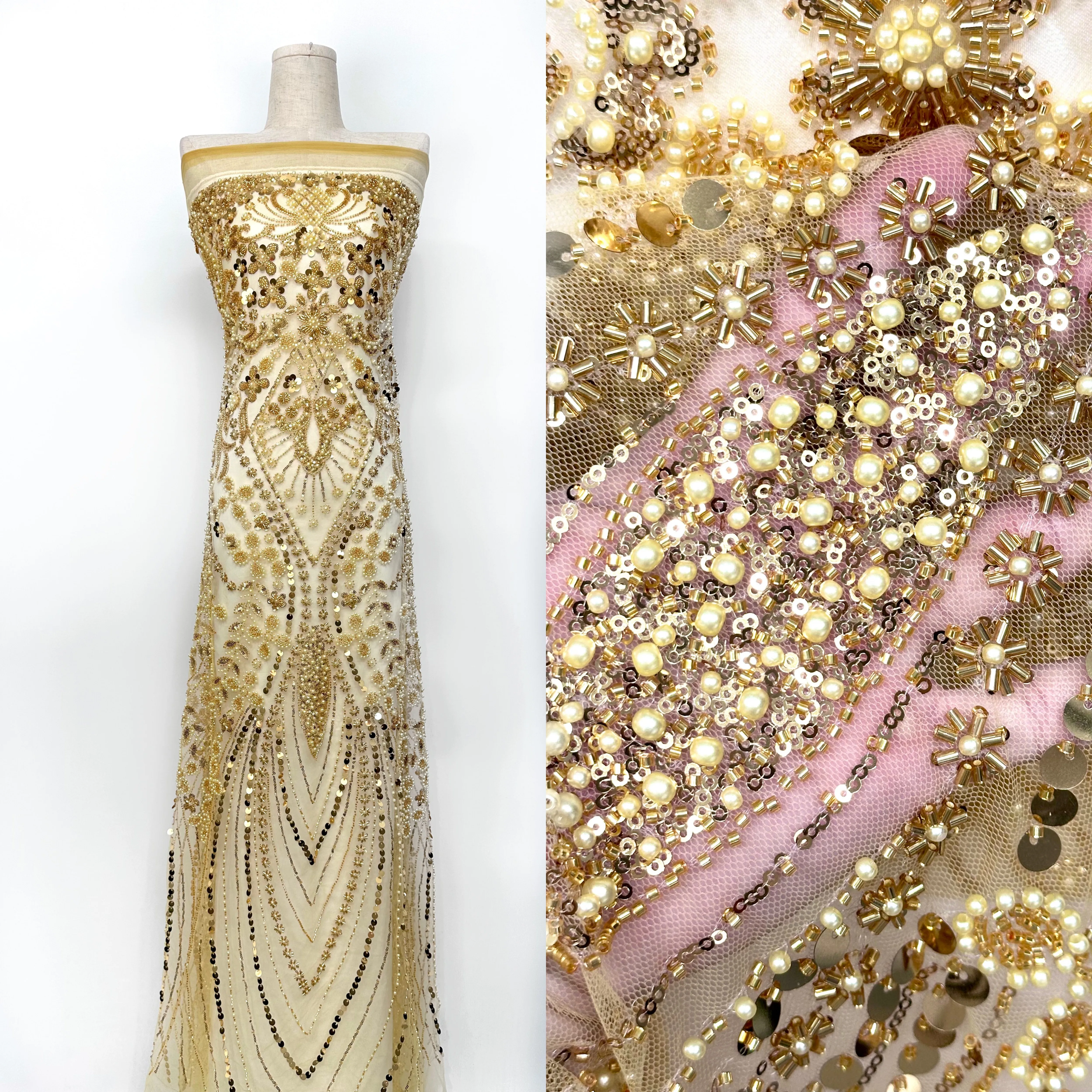 

New Arrivals Luxury Sequin Beaded Embroidery For Wedding French Tulle Lace Fabric Embroidery Groom For African Bridal