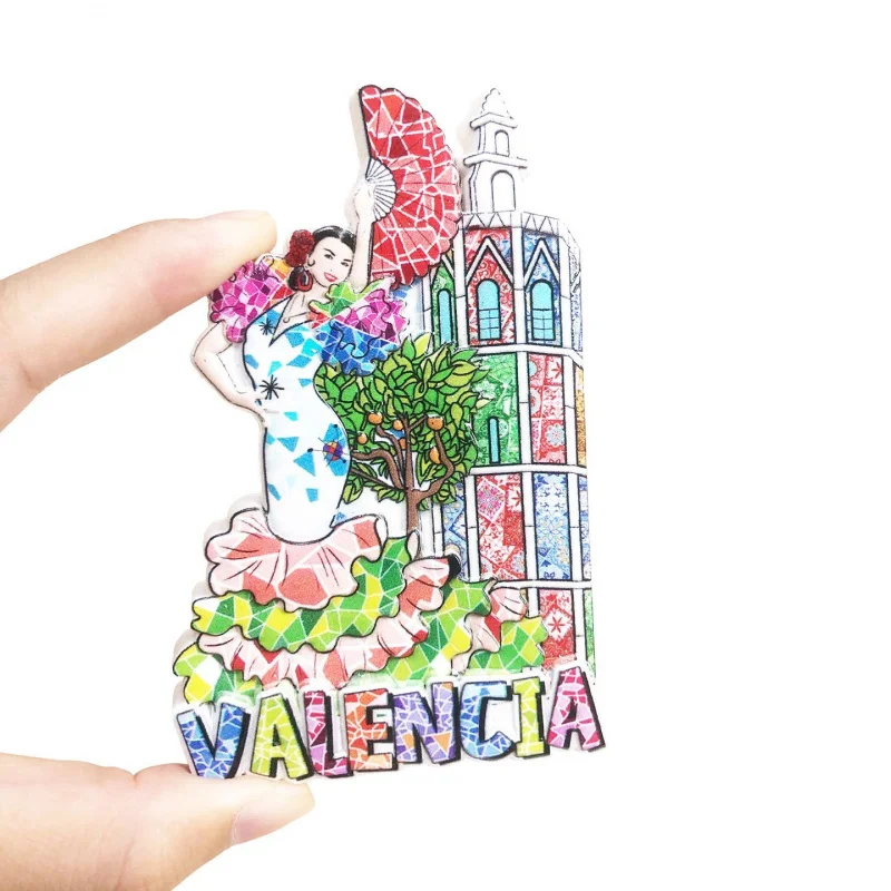 Imanes Decorativos para Refrigerador de Valencia, España: Bailarina de Flamenco y Monumentos Turísticos