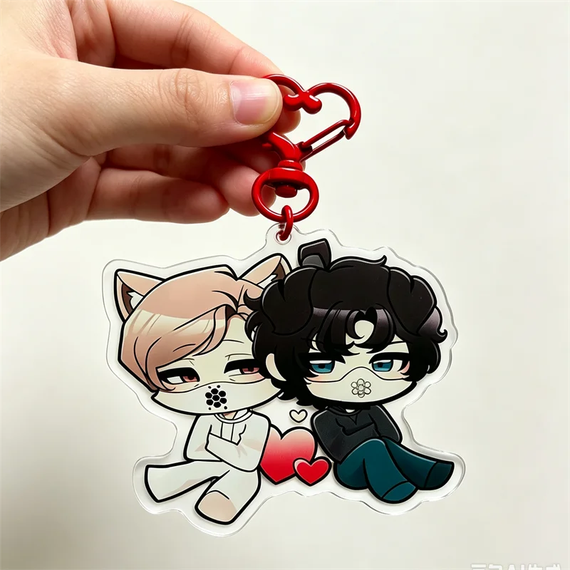Hannigram Straight Jacket Acrylic Charm Keychain Hannibal Will Graham Double Sided Red Heart Clasp Collectible Gifts for Fans
