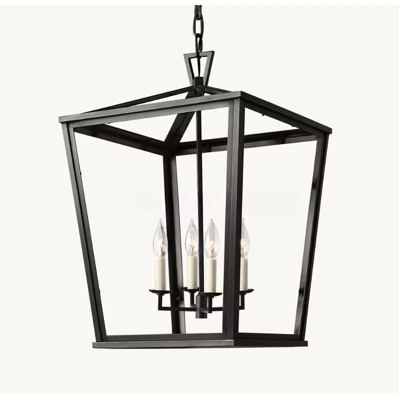 Modern Vintage Rustic Birdcage Outdoor Lighting Black Veneer Front Door Entrance Passage Porch Lantern Chandelier
