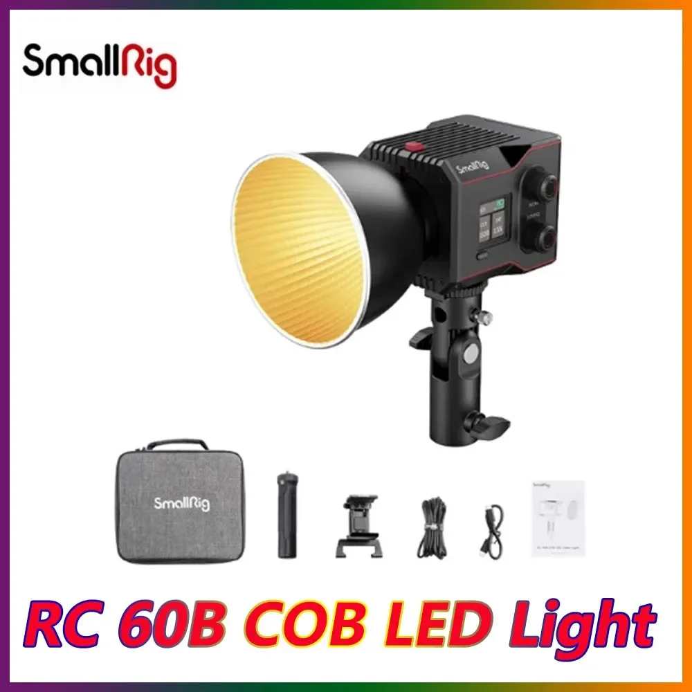 

SmallRig RC 60B COB LED Video Light For LED Camera Video Photo Light 60W Portable 2700K-6500K for Outdoor Video Recording Studio