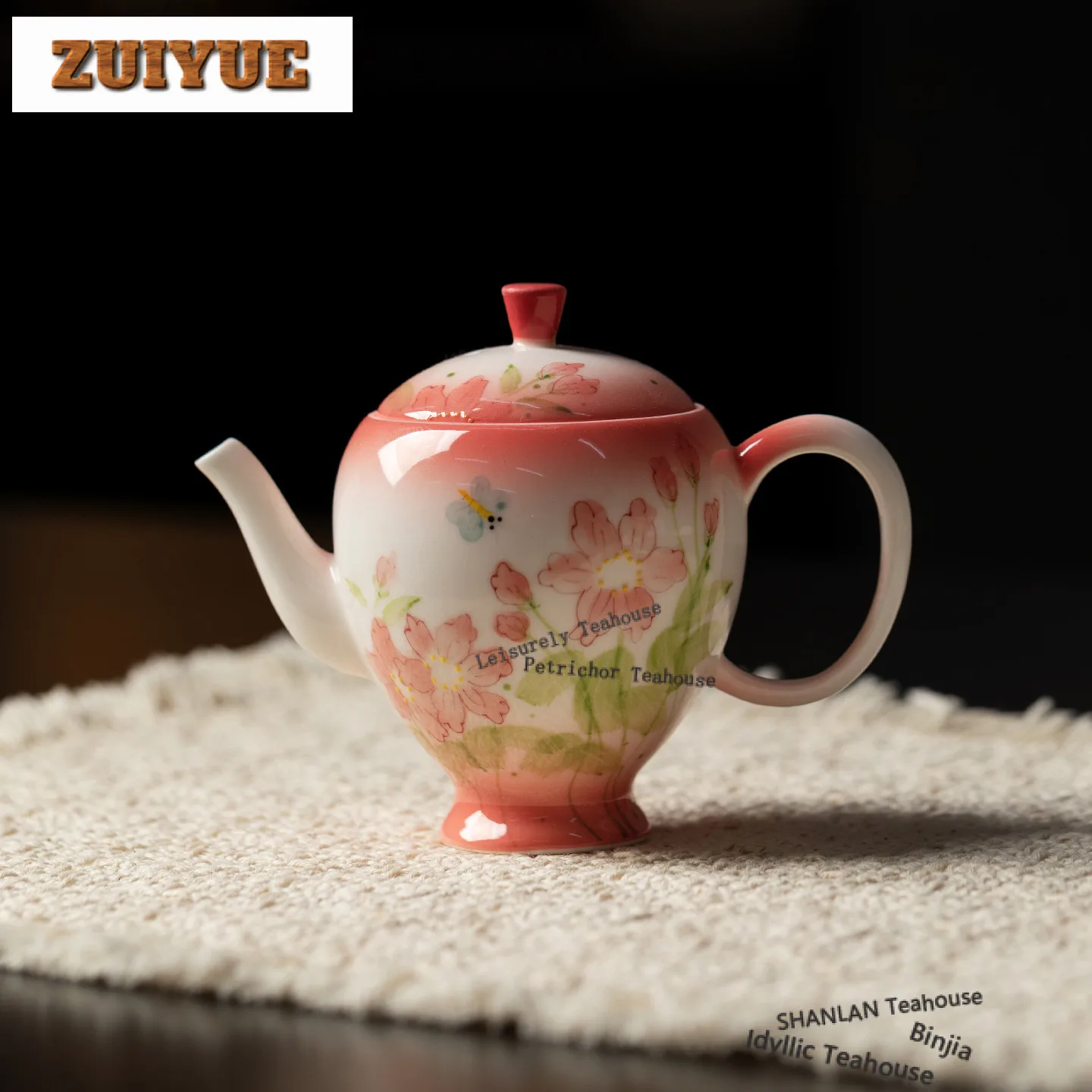 140ml Hand-painted Flower Teapot Ancient Tea Infuser Pot Tea Brewing Kettle With Ball Hole Tea Items Collection Decorations Gift