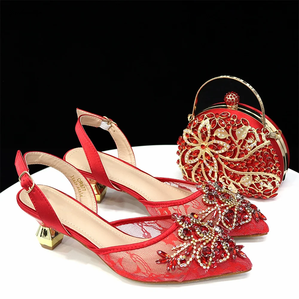 Italian Style Women Sandal Pumps Shoes And Bag Matching Sets For Party African Pretty High Heels Shoes And Purse Set For Party