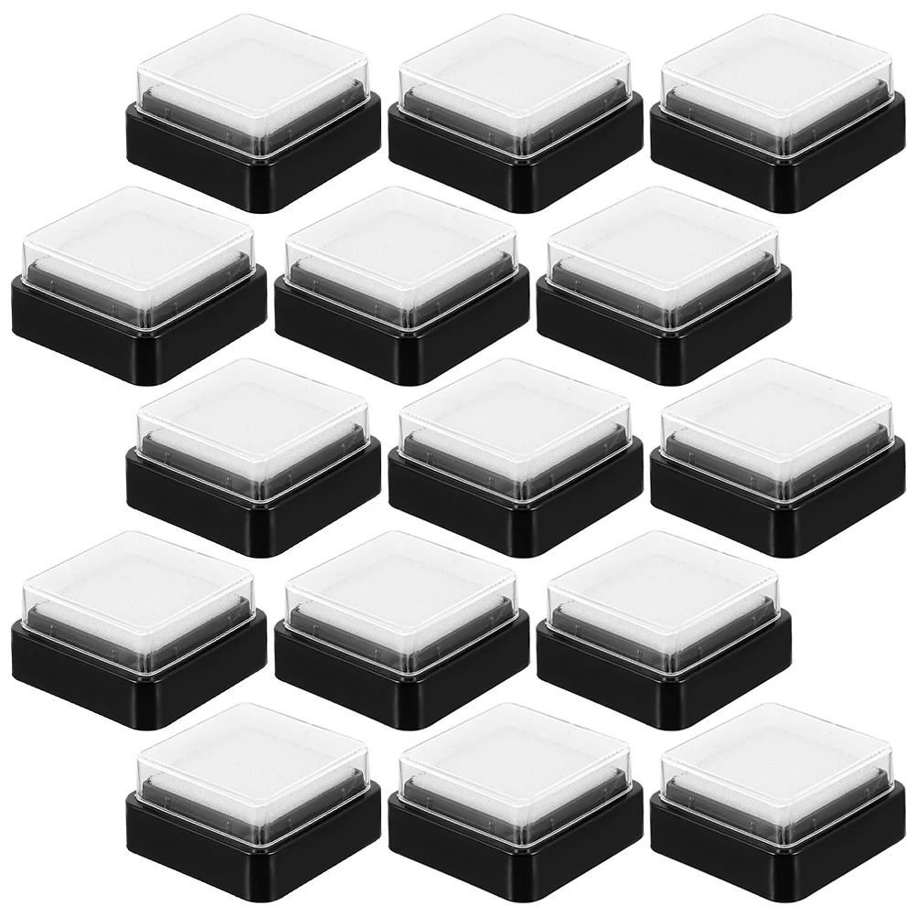 Rainbow Fingerprint Plastic Square Stamp Pad para crianças, carimbos de tinta em branco, almofadas DIY para sala de aula, 15 pcs