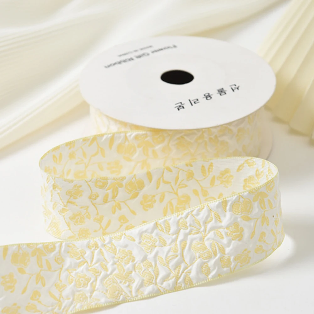 Embossed Webbing Embossed Patterned Baking Ribbons Small Flowers Ribbon 4cm Embossed Floral Ribbon For Craft Projects Gift