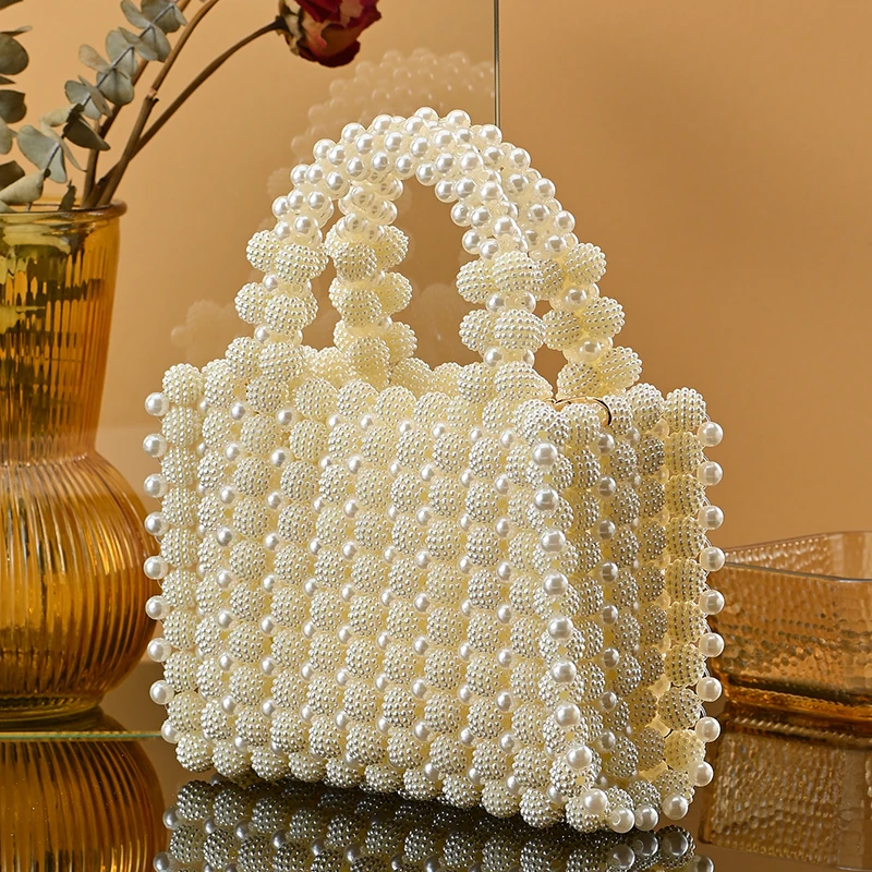 Luxury Creative Artificial White Pearl Handbag Wedding Bridal Clutch Evening Bag For Ladies Wedding Party Tote Bags shoulder bag