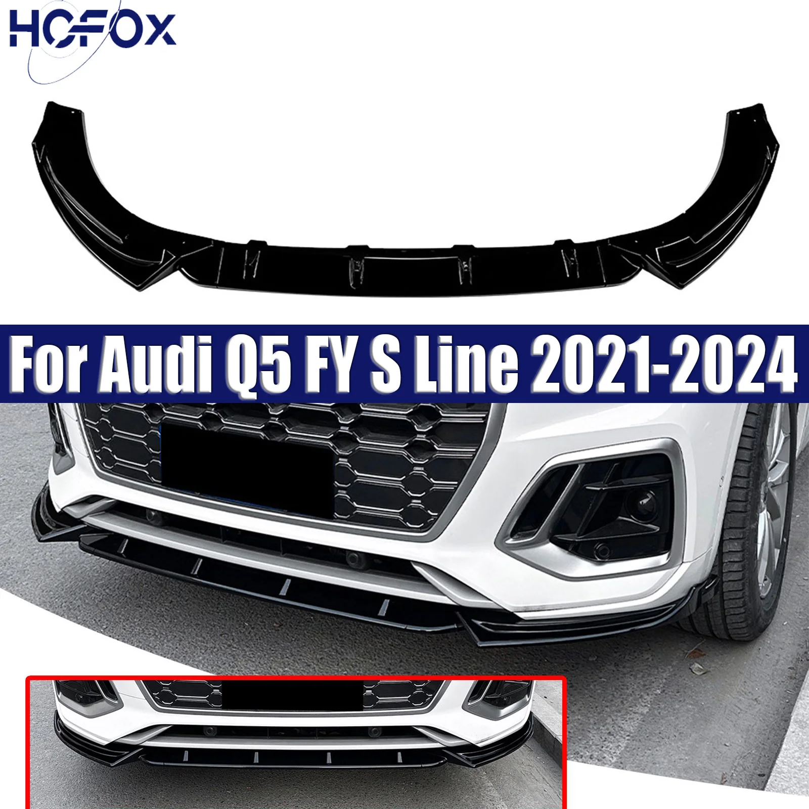 

For Audi Q5 FY S Line 2021-2024 Front Bumper Lip Chin Diffuser Body Kit Spoiler Deflector Tuning Accessories