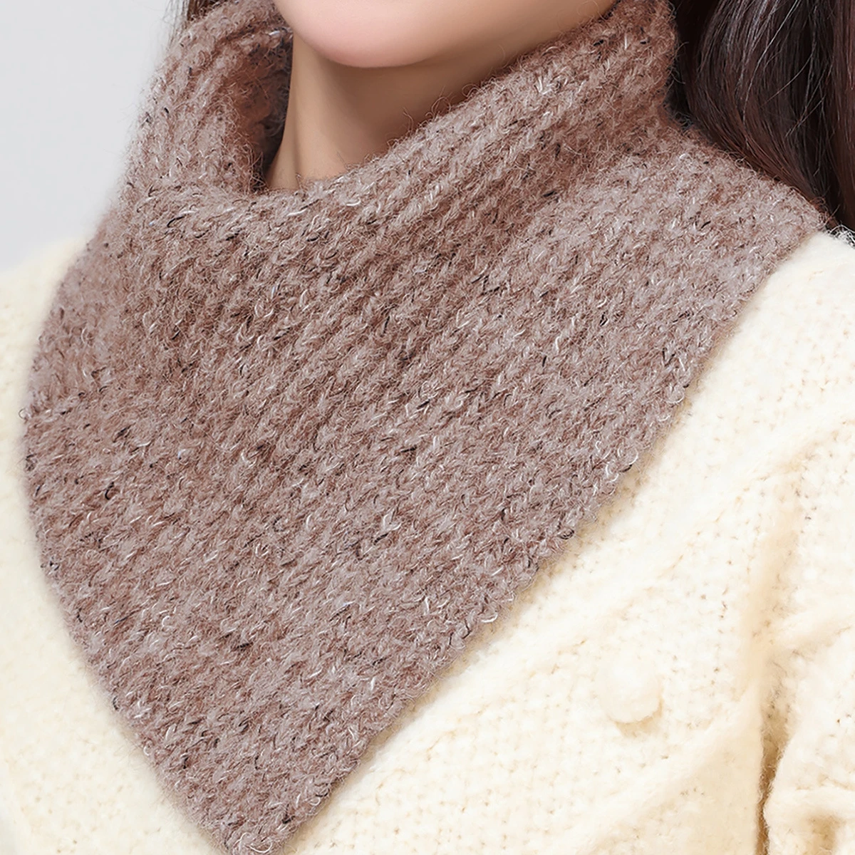 Warm Neckerchief For Women Girl New Autumn Winter Solid Knitted Triangle Scarf Soft Lady Warmer Neck Collar Pullover Scarves