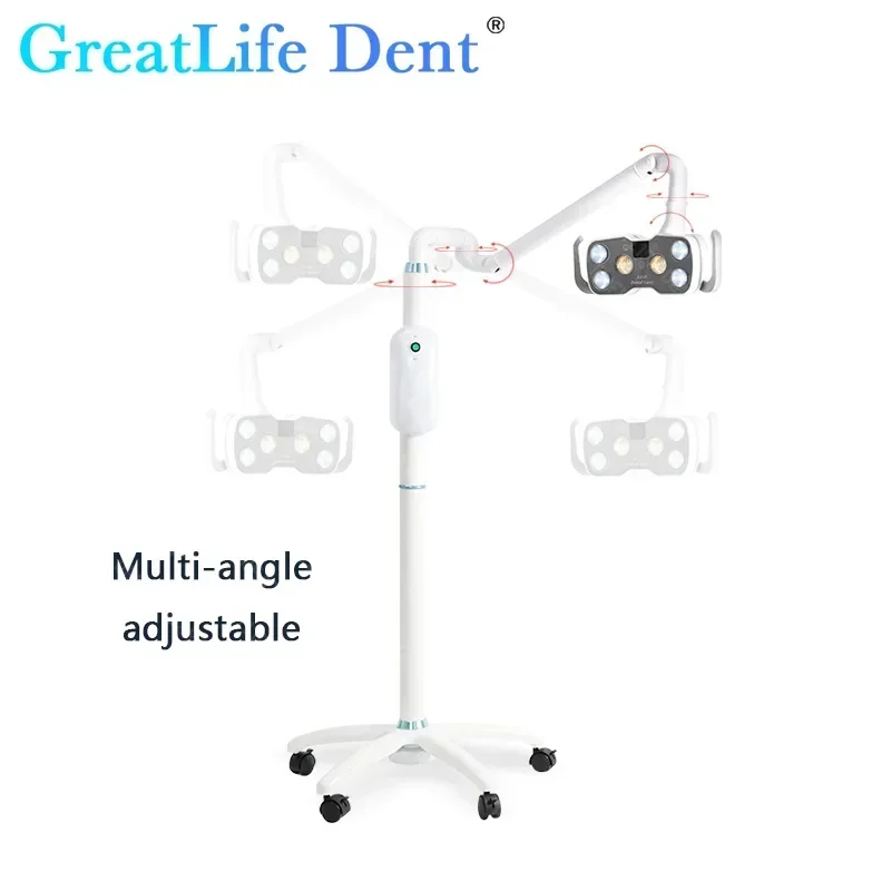 GreatLife Floor-standing Shadowless Operation Surgey Lamp 6Leds Dental Lamp Dentistry Oral Light Multi-angle Adjustable Light