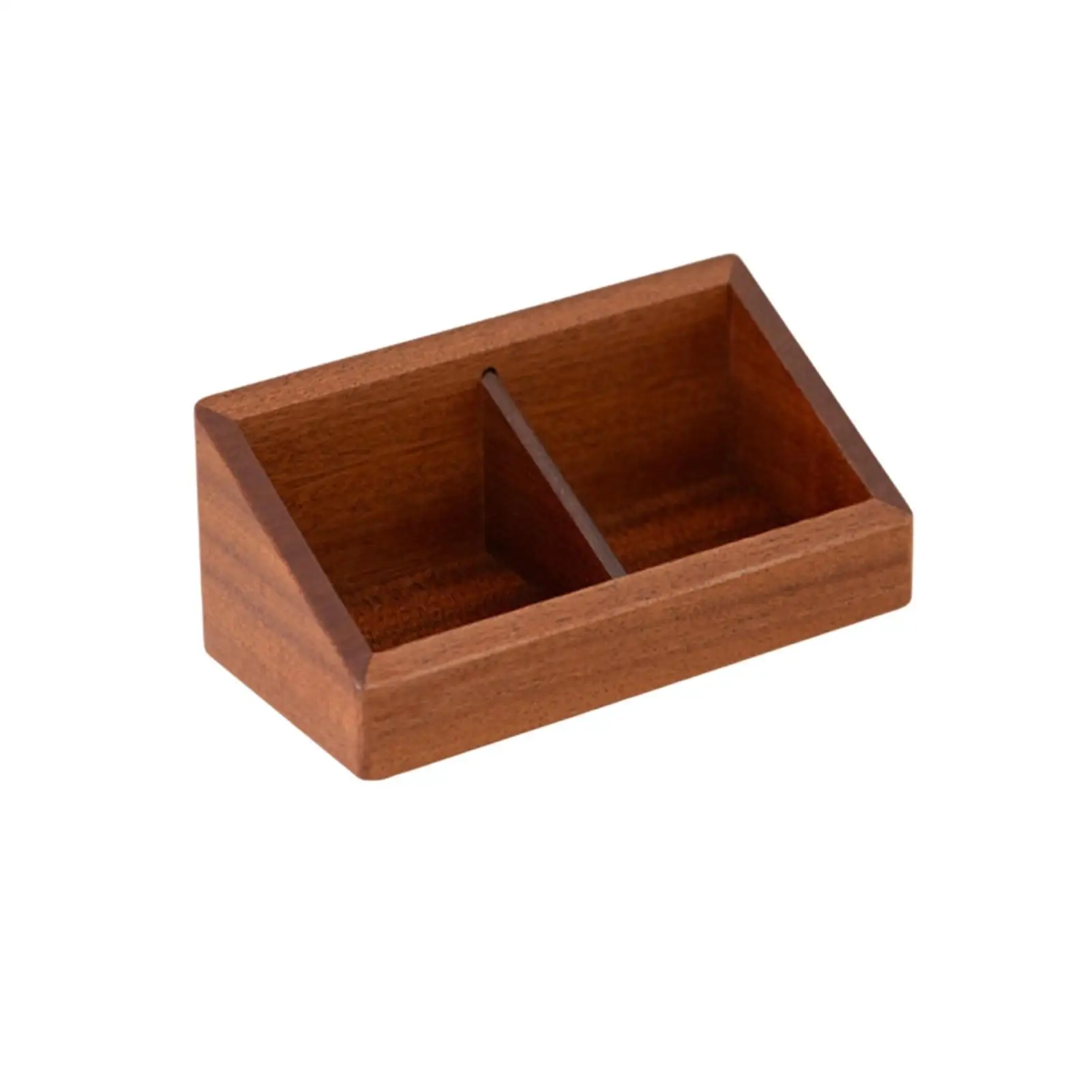Wooden Storage Divider Box Solid Wood Divided Storage Box 2-Compartment Wooden Organizer for Office Desk, Tea and Coffee Corner,