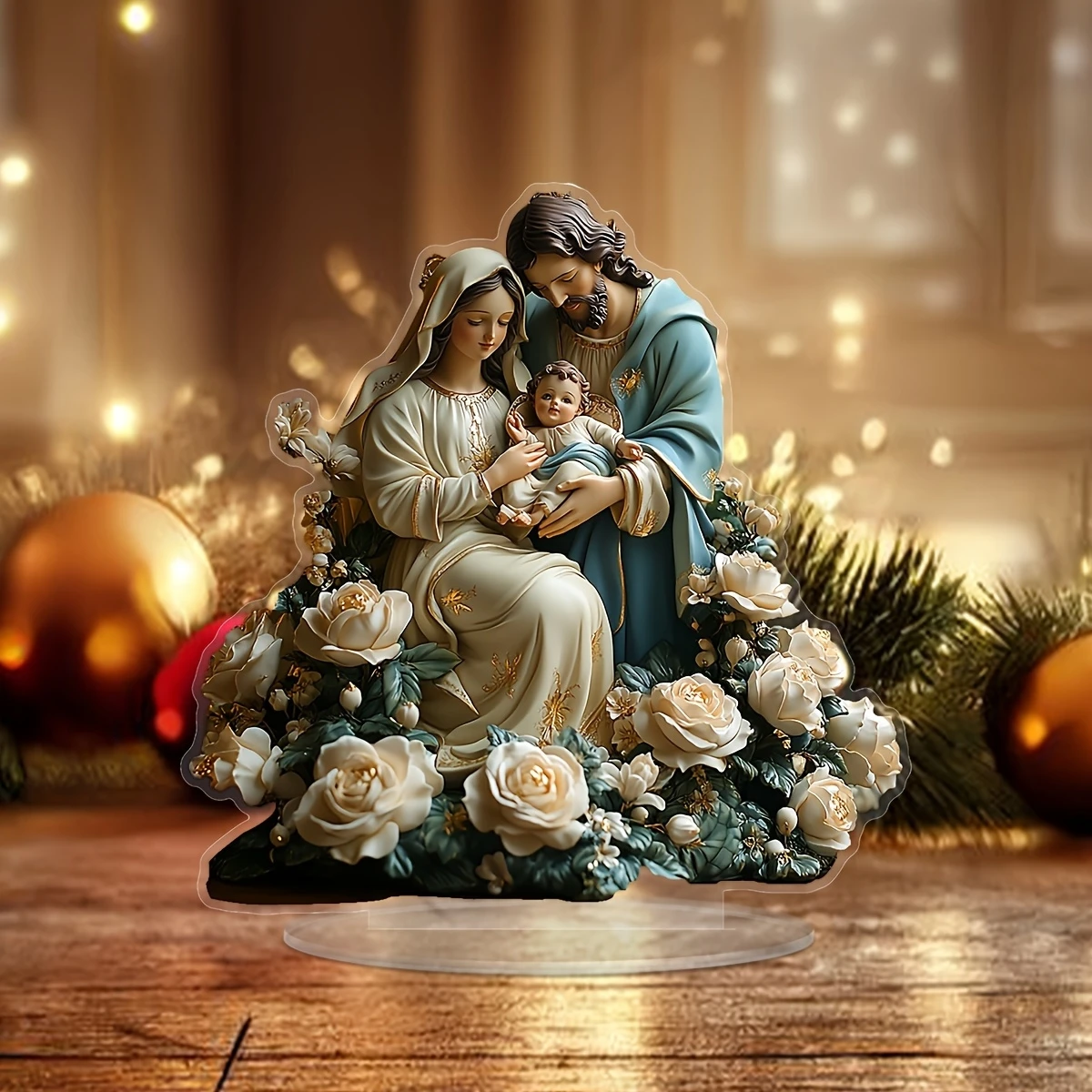 2D The Birth of Jesus Christ Faith Acrylic Figurine Gift Home Decoration Tabletop Decoration Warm Piece Festival Decorations