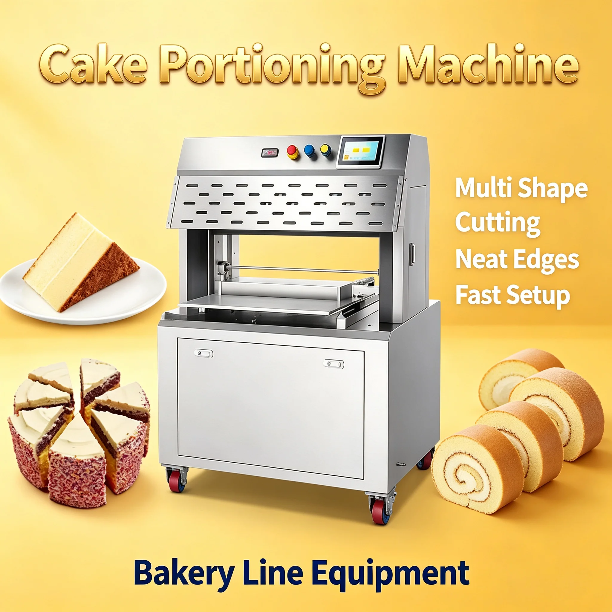 Cake Cutting Machine Heating Saw Blade Slicing Device Touch‑Screen Control for Square Roll Cheese Cake Bakery Custom