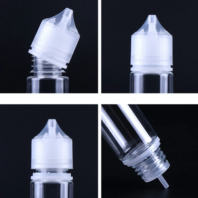 10 Pz 10/15/30/60/100/120 ml Bottiglia Contagocce di Plastica Occhio Trasparente PET Contenitori Vuoti Con Tappo A Prova Dei Bambini Per E Succo Liquido Vape olio