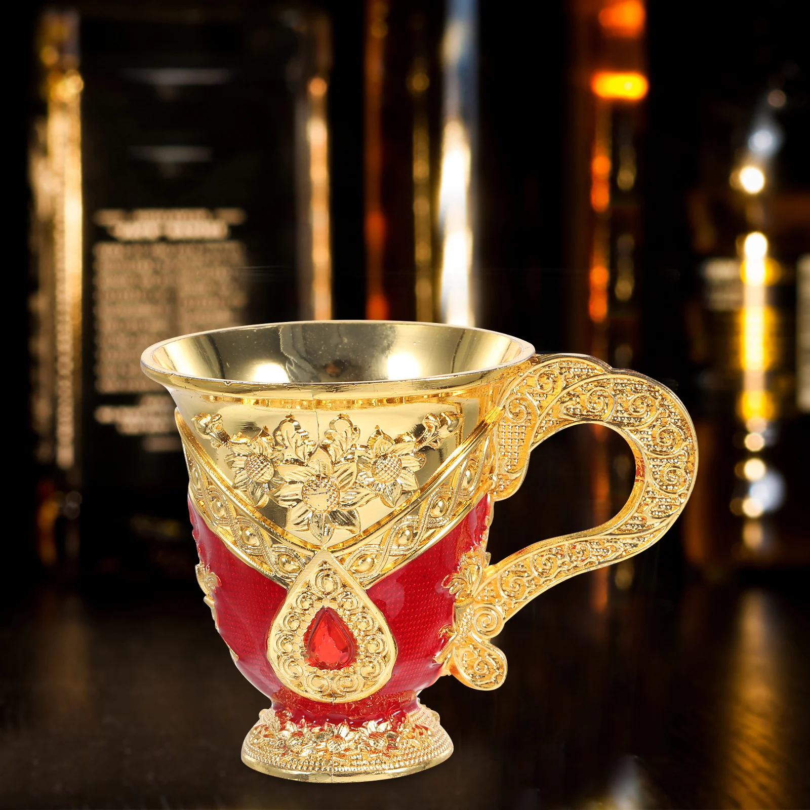 الرجعية كأس النبيذ المعدني النمط الأوروبي سبائك الألومنيوم واسعة الفم تنقش تصميم متعدد الوظائف كوب الخمور اكسسوارات المنزل #4