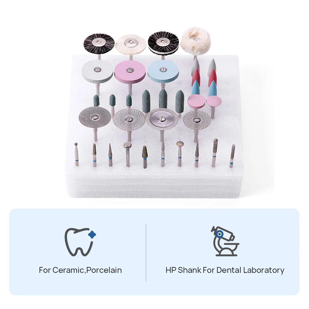 AZDENT 35Pcs/Box Dental Lab Polishing Kit For Ceramics Porcelain HP Shank For Dental Laboratory