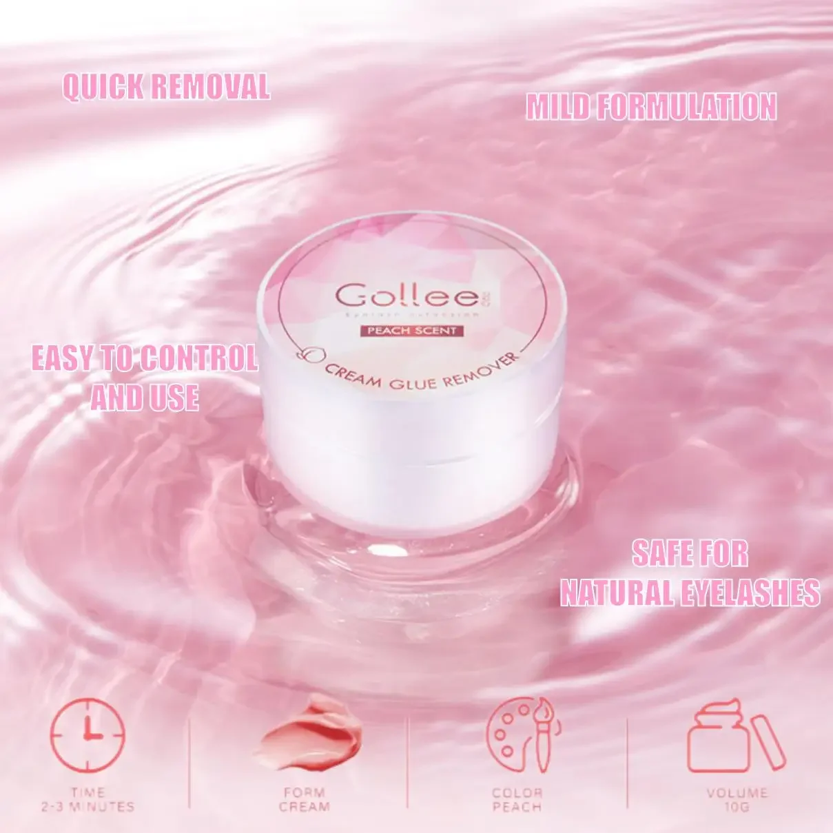 Gollee Peach Smell 15g Eyelash Adhesive Removing Cream No stimulation Fast Cleaning Makeup Remover Grafting Eyelash Adhesive Gel