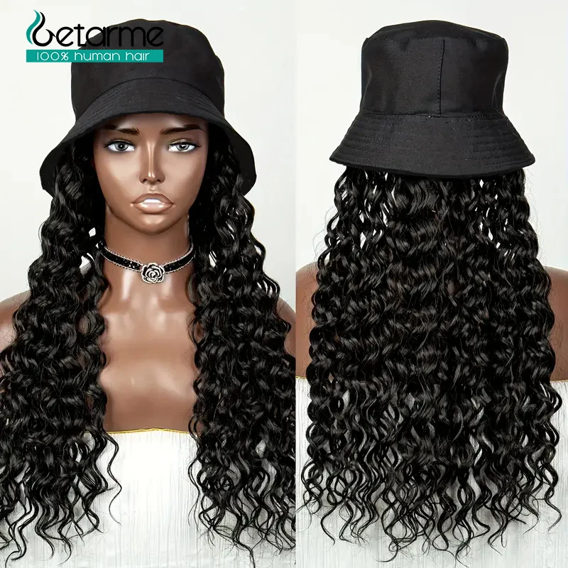 

Парик-кепка, парики с водной волной, 100% натуральные человеческие волосы, полностью машинной работы, парики-кепки из натуральных волос для женщин, 8-22 дюйма, парики из волос Реми, кудрявые парики