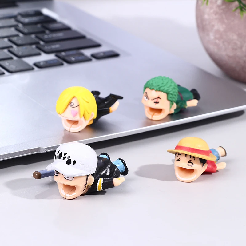 Anime One Pieces Cable Protector Kawaii For Iphone Usb Cable Organizer Winder Luffy Zoro Protector Toys For Children Gift