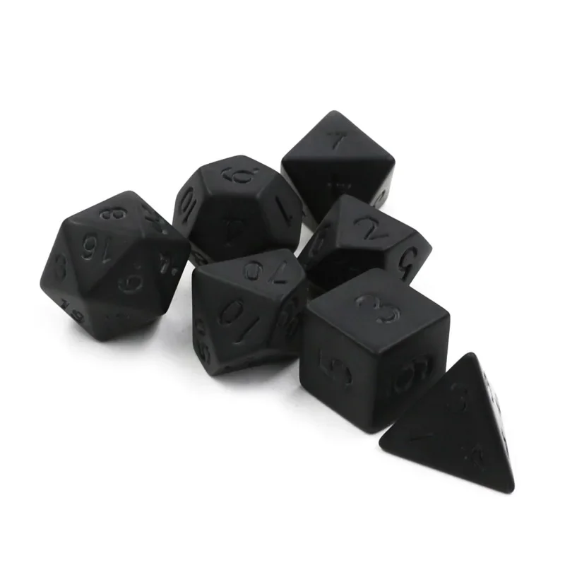 7pcs/lot Matte Black Dice Set D4 D6 D8 D10 D% D12 D20 Digital Dice Entertainment Party Table Games  Polyhedral Dice