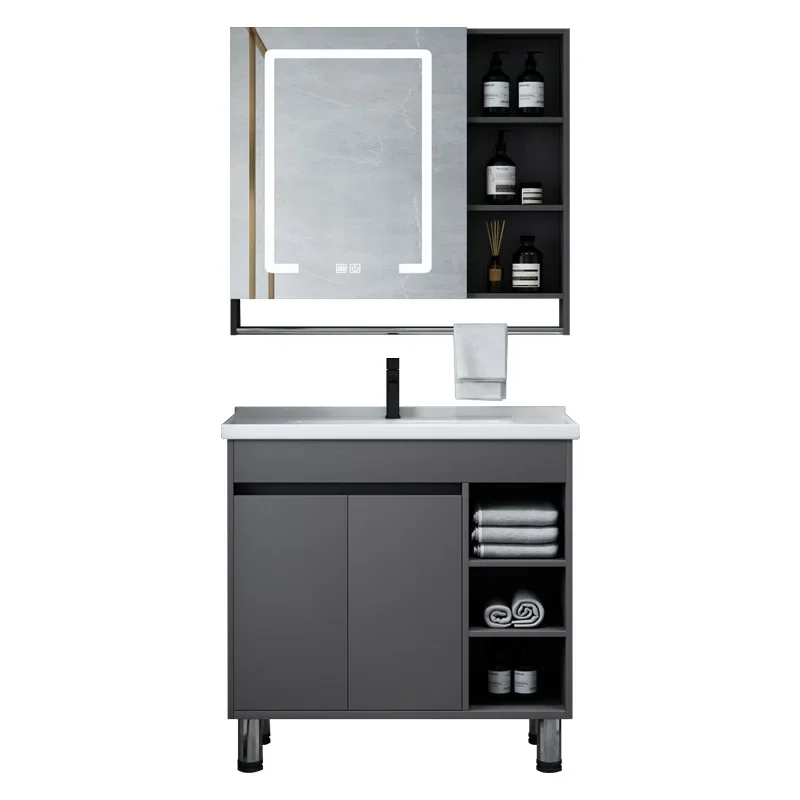 -For Compact Floor Solid Wood Bathroom Cabinet Mirror Cabinet Bathroom Vanity Cabinet Organizer Service Gabinete Trendy Furnitur