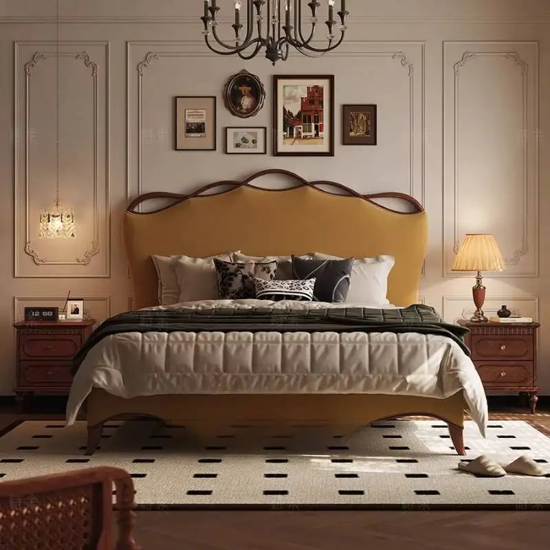 Wooden Modern Grounded Bed Frame Lumbar Support Household Style Sets Bed Bedroom Frames Bases Double Letto A Castello Furniture