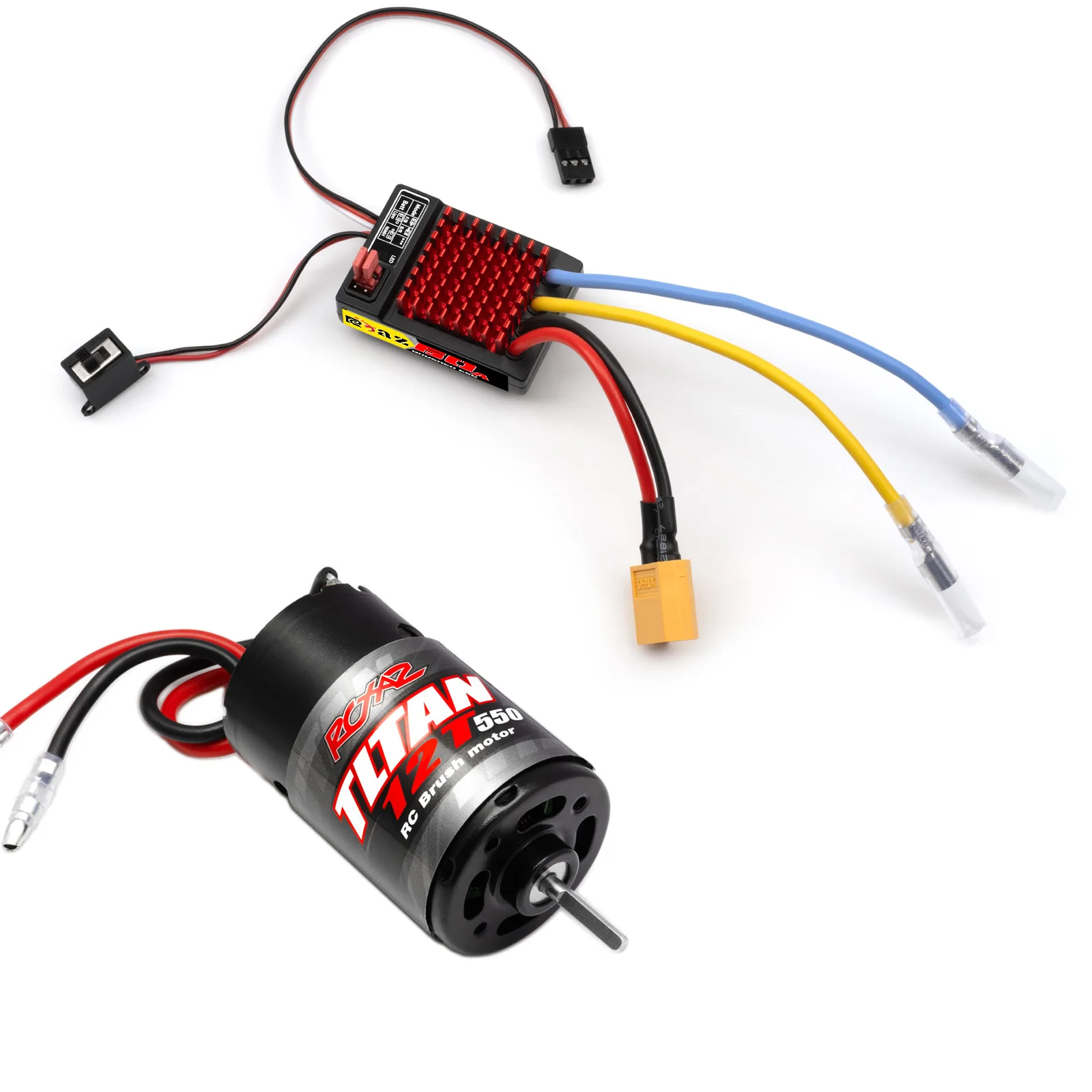 RCXAZ Brushed Power Kit 550 Motor 60/320A ESC BEC 6V/2A Geeignet für 1/10 Crawler Offroad Truck Buggy TRX4 TRX6 Axial SCX10 II III Redcat Gen7 Gen8 V2 RC4WD D90 RC Auto Upgrade-Teile
