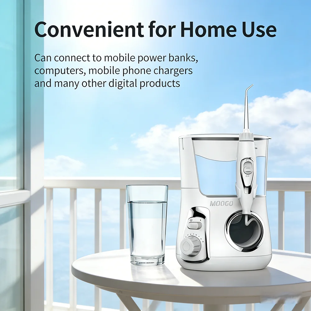 High-End Desktop Oral Irrigator Water Flosser, 5 Nozzles 10 Modes 800ML Tank Oral Water Therapy Fresh Breat