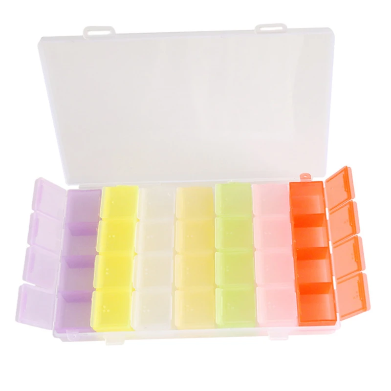 28 Lattice Open Jewelry Storage Box Transparent Compartment Medicine Box Organizer Case Adjustable Plastic Storage Box