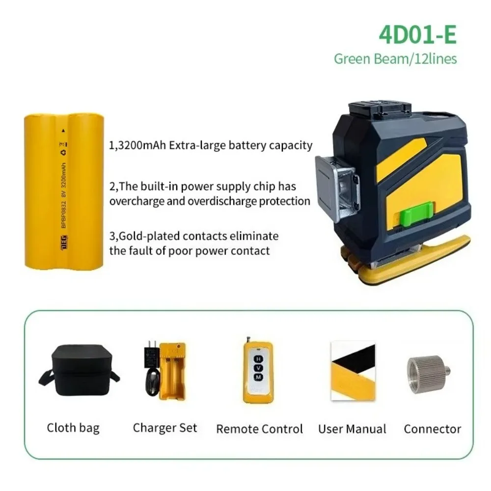 High Precision 12 Line Green Laser Level Super Bright Red Light Thin Line Infrared Wall Level For Outdoor Construction
