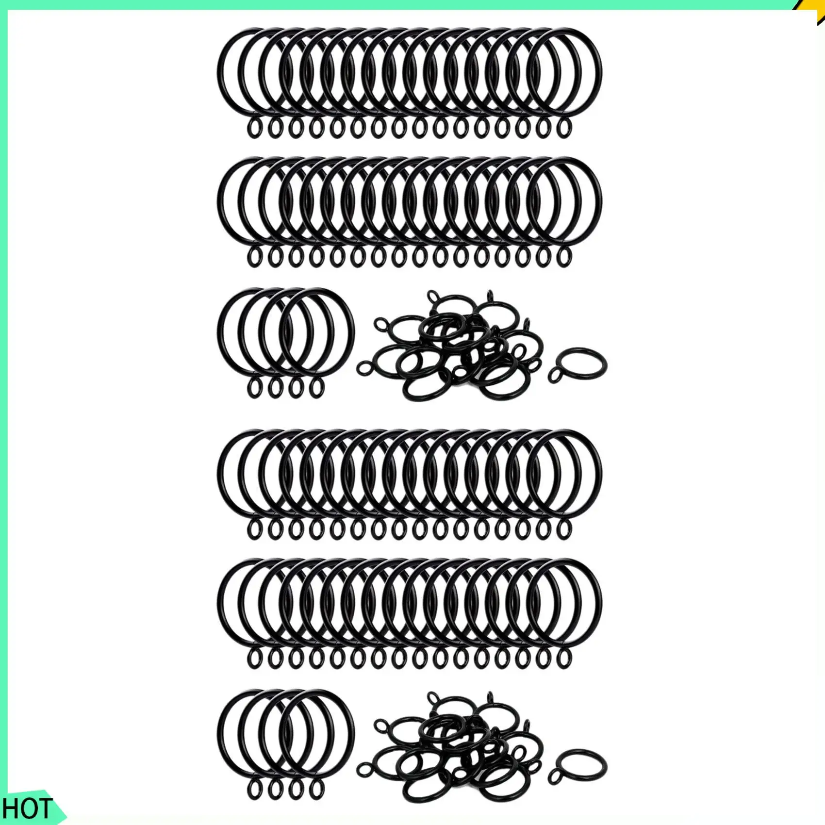 

AWAH 80 Pack 1.5 Inch (38Mm) Inner Diameter Metal Curtain Rings Drapery Eyelet Curtain Rings - Black