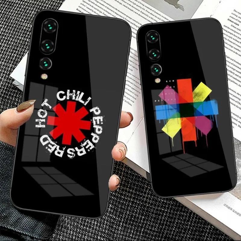 Red RHCP P-Peppers Phone Case for Huawei P50 P40 P30 P20 Pro Mate 40 30 20 Pro Nova 9 8 7 PC Glass Cover Funda Shell