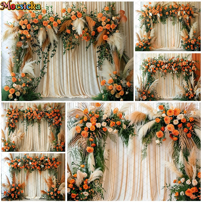 

Mocsicka Photography Background Bohe Colorful Floral Curtains Wedding Maternity Adult Kids Portrait Decor Backdrop Photo Studio