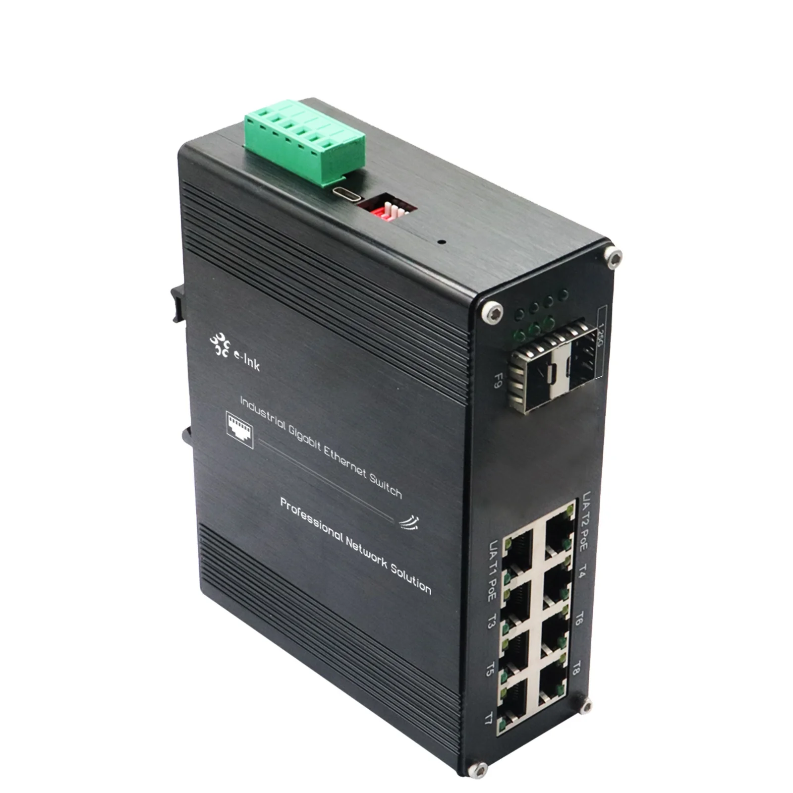 Industrial Gigabit  Managed Poe Switch with 8 RJ45 Ports 2 SFP Ports DC 48~57V Network SNMP Function