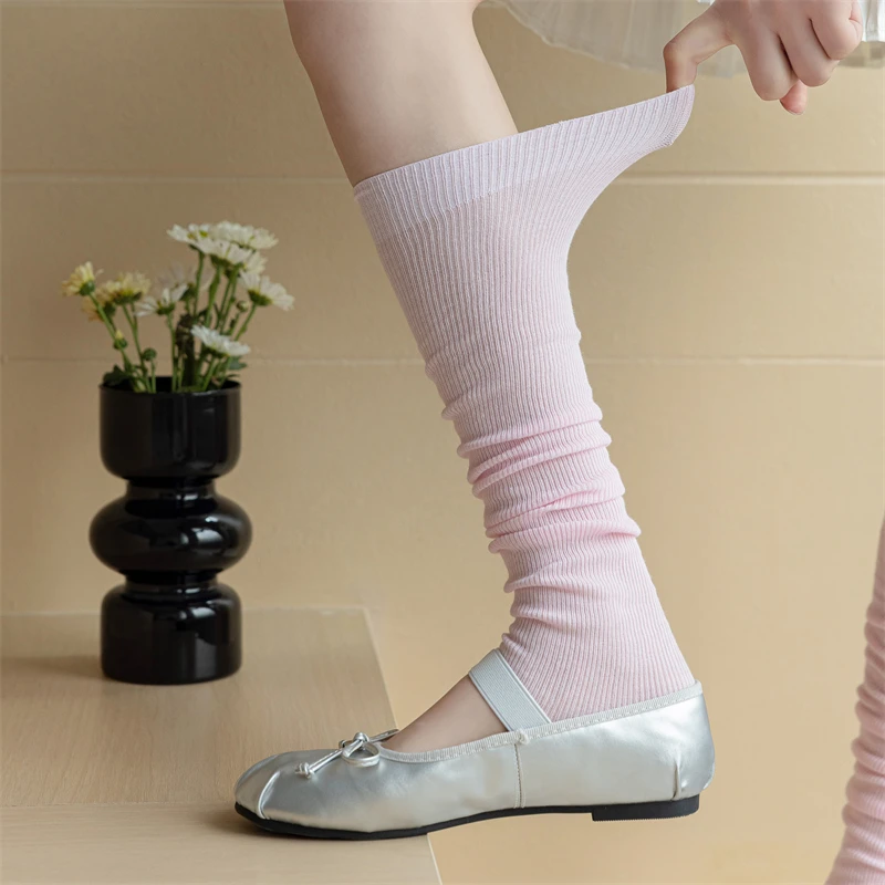 2024 Spring and Summer New Leg warmers Friendly Skin Materials Knitted Breathable Stockings Pink Ballet Core Fashion girls 1pair