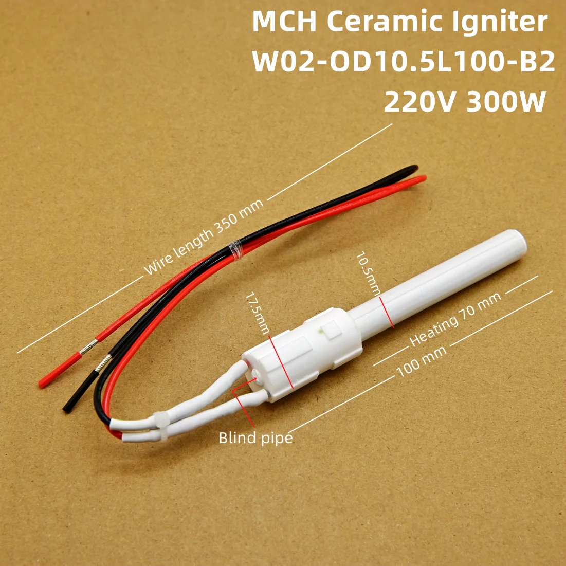 Encendedor de biocombustible de partículas de virutas de madera de 220V y 300W, varilla de encendido de cerámica, encendido rápido, resistencia a altas temperaturas, rápido y conveniente