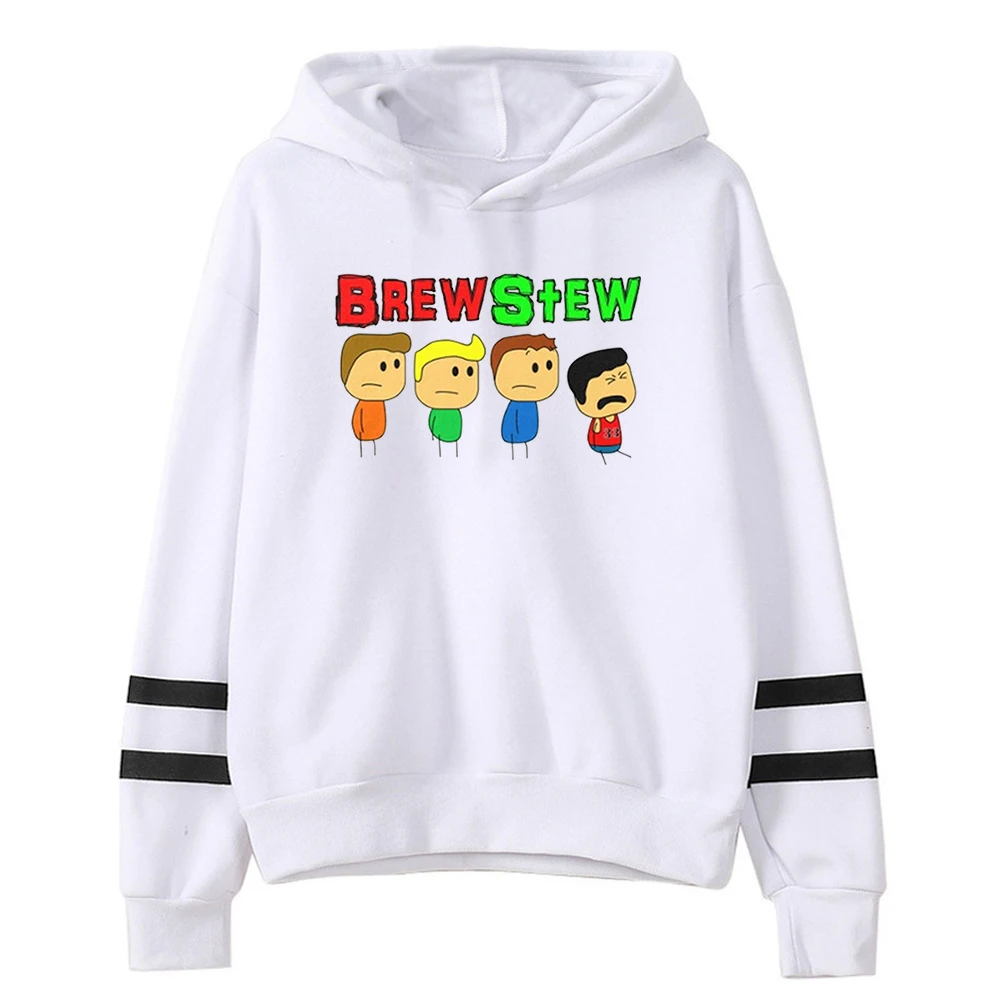 Brewstew Merch Sweat à capuche unisexe sans poche, manches à barres parallèles, streetwear pour femmes et hommes, sweat-shirt Youtuber, vêtements drôles